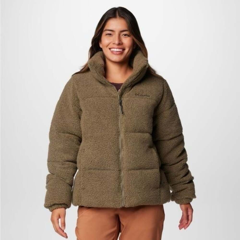 Women's Puffect Sherpa Jacket Size XL color Stone Green
